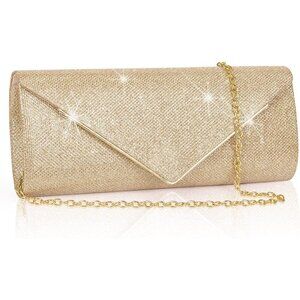 🆕Women Gold Clutch Purses Sparkling Envelope Evening Bag with Detachable Chain